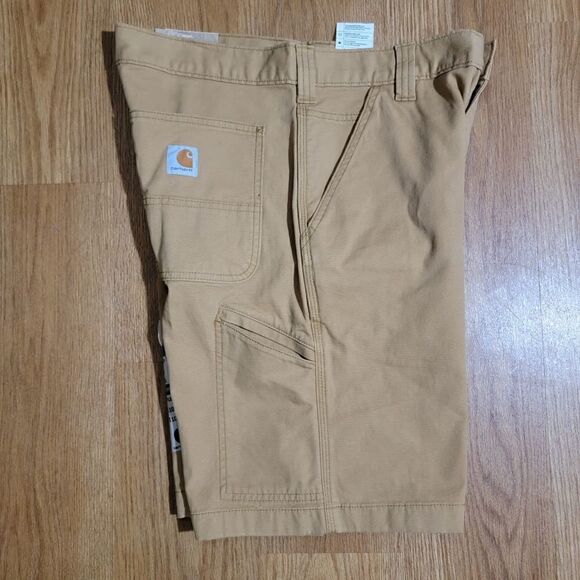 Carhartt Rugged Flex Rigby Work Shorts Relaxed Fit 31 X 10 Hickory Kakhi Cotton - Picture 4 of 13